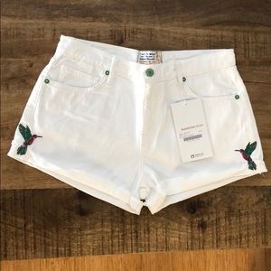 White Denim Shorts w/ embroidery by Sandrine Rose